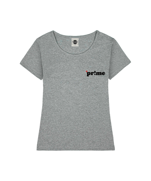 PRIMATE（プライメイト）の「MINI HEART PRIME レディース Uネックスリムフィット半袖Tシャツ 6 COLORS（Tシャツ/カットソー・レディース・ホワイト/ネイビー/ミント/ブラック/ピンク/ミックスグレー・MEDIUM/SMALL）」の3枚目の写真