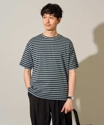 【接触冷感/イージーケア/洗濯機で洗える/毛玉になりにくい】ワンサイズマルチボーダーカットソー