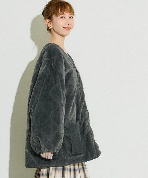 coca(coca)(コカ)の「リバーシブルファーキルティングジャケット(その他アウター・レディース・カーキ/チャコール・S/M/L)」の5枚目の写真