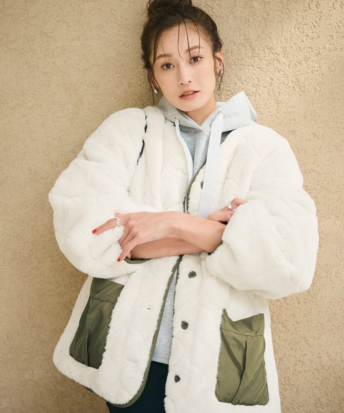 coca(coca)(コカ)の「リバーシブルファーキルティングジャケット(その他アウター・レディース・カーキ/チャコール・S/M/L)」の9枚目の写真