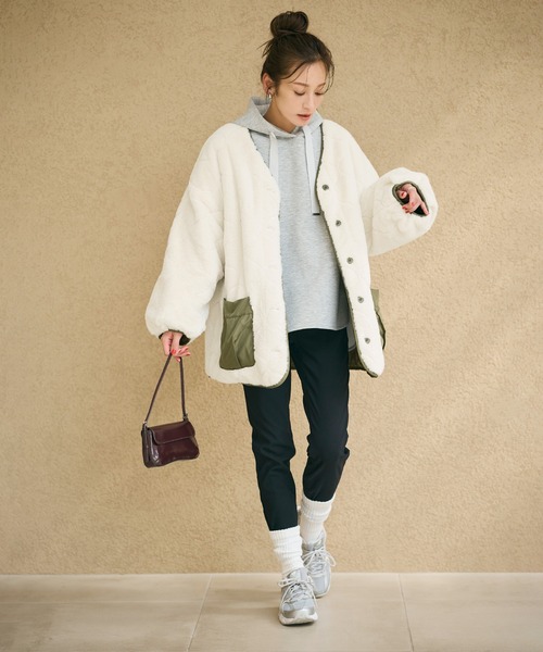 coca(coca)(コカ)の「リバーシブルファーキルティングジャケット(その他アウター・レディース・カーキ/チャコール・S/M/L)」の11枚目の写真
