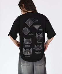 キャット折り紙グラフィックTシャツ(ブラック)