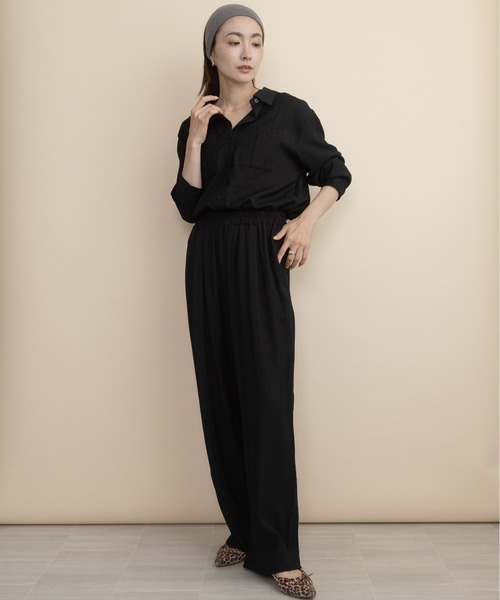 lodie（ロディ）の「【セットアップ】ボウタイリボンシャツとワイドパンツ（セットアップ・レディース・ブラウン/ブラック・FREE）」の2枚目の写真