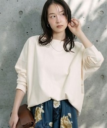 ポンチ素材ボートネックコクーンシルエット長袖Ｔシャツ［Soiunique］