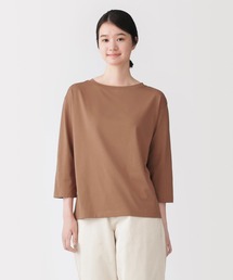 婦人　天竺編みボートネック七分袖Ｔシャツ