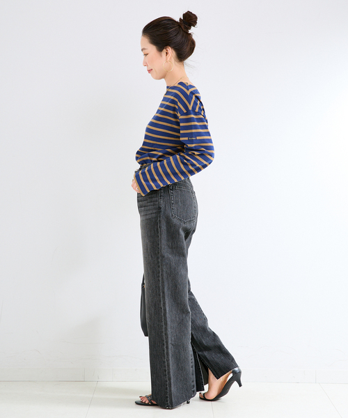 B.C STOCK(ベーセーストック)の「ウォッシャブル / DU JOUR / デュ ジュール PIN SEAM TAPER JEAN(デニムパンツ・レディース・グレー/ブルー・36/38)」の4枚目の写真