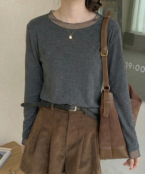 Ritzy(リッツィー)の「クルーネック・長袖シアーレイヤードカットソー(Tシャツ/カットソー・レディース・ブラック/グレー/ホワイト・LARGE/MEDIUM)」の15枚目の写真