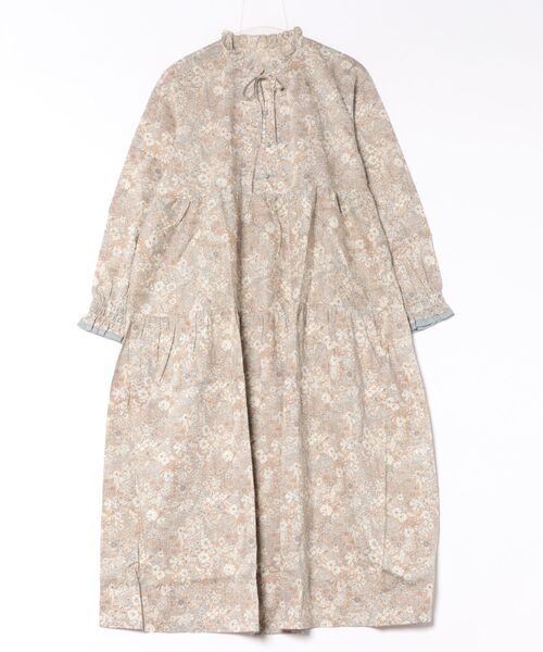 KID BLUE（キッドブルー）の「キッドブルー -２６ＡＷ　ＬＩＢＥＲＴＹプリント -長袖ワンピース -KOER514 -kidblue（ワンピース・レディース・ブラック/ベージュ・M）」の2枚目の写真