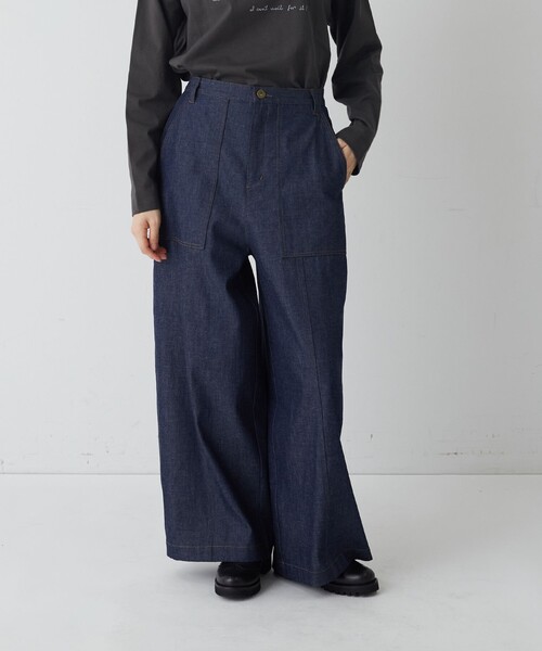 conges payes ADIEU TRISTESSE(コンジェ ペイエ アデュートリステス)の「ワークワイドパンツ(その他パンツ・レディース・インディゴブルー/カーキ・38)」の14枚目の写真