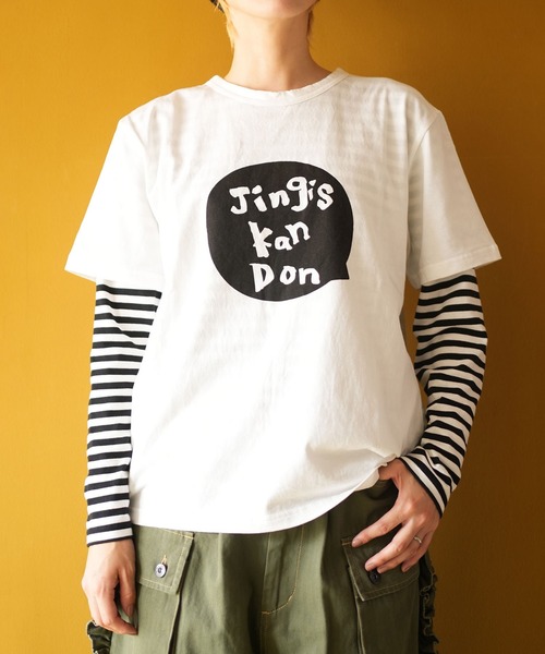 SOLAMONAT(ソラモナ)の「サラリト天竺 プリントTシャツ(JINGIS)(Tシャツ/カットソー・レディース・レッド/ホワイト×ブラック/ブラック・FREE)」の8枚目の写真