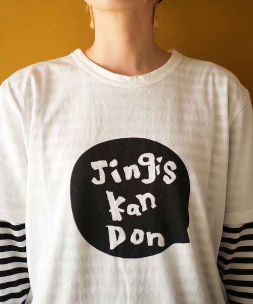 SOLAMONAT(ソラモナ)の「サラリト天竺 プリントTシャツ(JINGIS)(Tシャツ/カットソー・レディース・レッド/ホワイト×ブラック/ブラック・FREE)」の11枚目の写真