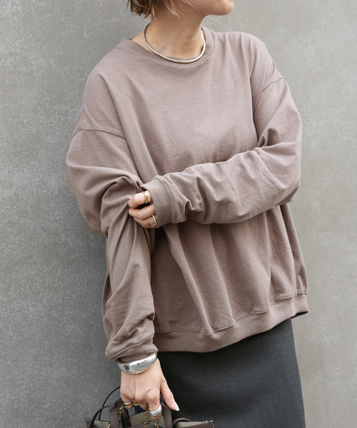 CALUX（キャラクス）の「【CALUX/キャラクス】RIB ロングスリーブ Tシャツ（Tシャツ/カットソー・レディース・モカ・FREE）」の5枚目の写真