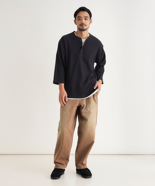 BACK NUMBER(バックナンバー)の「ワッフル7分袖ヘンリーネックTシャツ(Tシャツ/カットソー・メンズ・カーキ/ブラック/レッド系・05/06/04)」の12枚目の写真