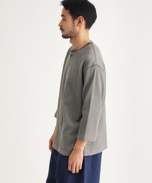 BACK NUMBER(バックナンバー)の「ワッフル7分袖ヘンリーネックTシャツ(Tシャツ/カットソー・メンズ・カーキ/ブラック/レッド系・05/06/04)」の14枚目の写真