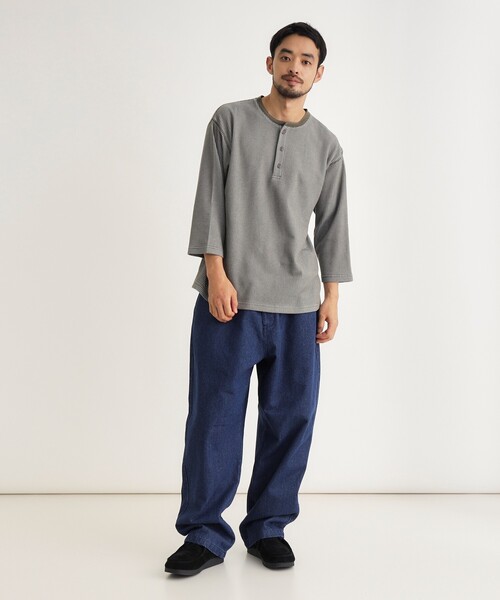 BACK NUMBER(バックナンバー)の「ワッフル7分袖ヘンリーネックTシャツ(Tシャツ/カットソー・メンズ・カーキ/ブラック/レッド系・05/06/04)」の16枚目の写真
