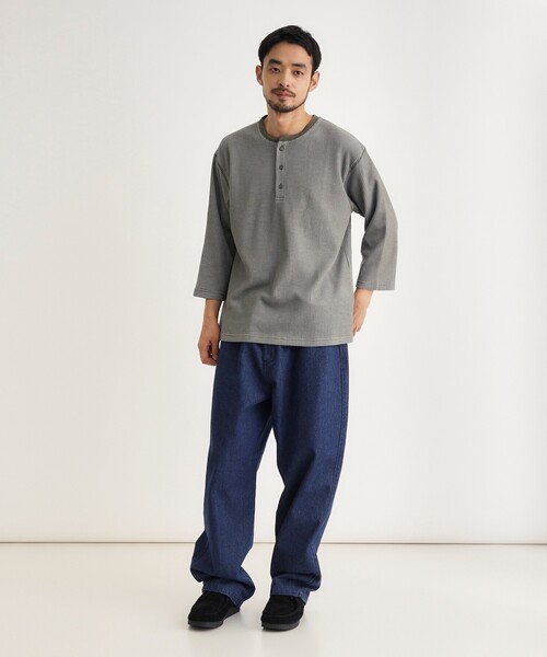BACK NUMBER(バックナンバー)の「ワッフル7分袖ヘンリーネックTシャツ(Tシャツ/カットソー・メンズ・カーキ/ブラック/レッド系・05/06/04)」の17枚目の写真