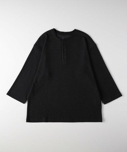 BACK NUMBER(バックナンバー)の「ワッフル7分袖ヘンリーネックTシャツ(Tシャツ/カットソー・メンズ・カーキ/ブラック/レッド系・05/06/04)」の6枚目の写真