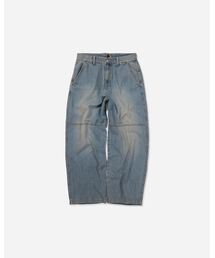 Knee panel denim pants / Mid blue