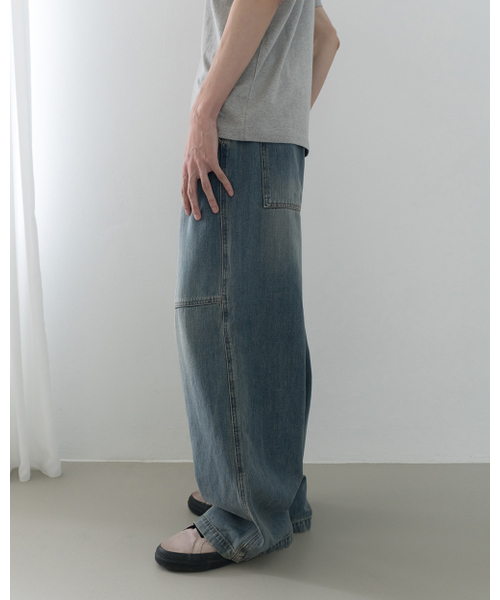 SILENTSYLLABLE（サイレント シラブル）の「Knee panel denim pants / Mid blue（デニムパンツ・メンズ・その他・2/0/1）」の5枚目の写真