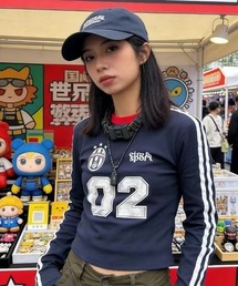 ナンバープリント袖ラインゲームシャツ
