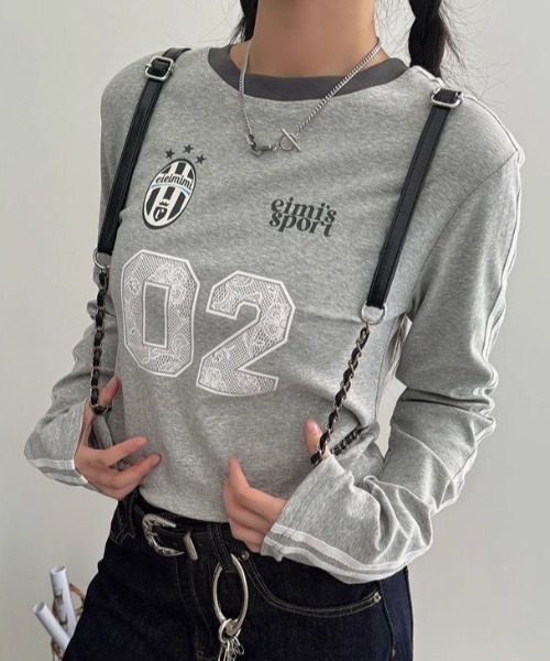 AVYL(アヴィル)の「ナンバープリント袖ラインゲームシャツ(Tシャツ/カットソー・レディース・ネイビー/グレー・M)」の19枚目の写真