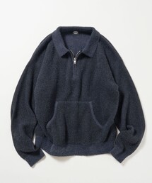 ハーフジップ」に該当するニット/セーター（ブラック/黒色系・無地