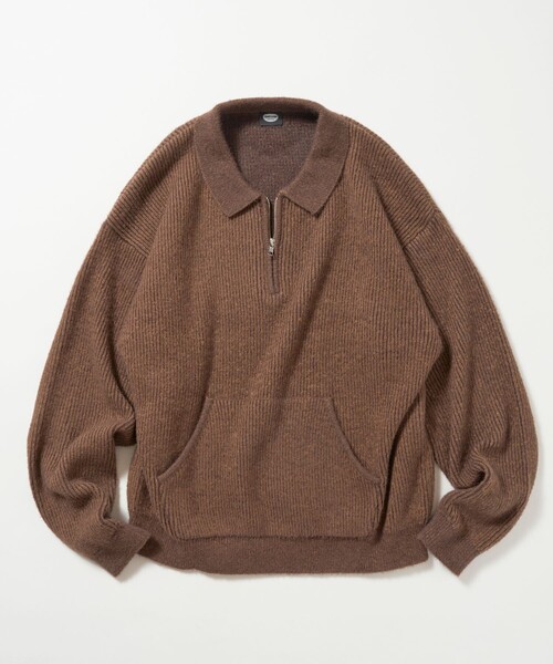 FREAK'S STORE(フリークスストア)の「限定展開 衿付 ハーフジップ ニット / マフポケット ドロップショルダー(ニット/セーター・メンズ・ブルー/ブラック/ブラウン・LARGE/SMALL/MEDIUM)」の10枚目の写真