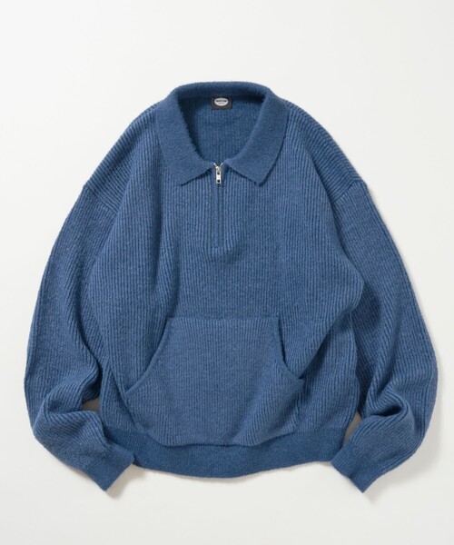 FREAK'S STORE(フリークスストア)の「限定展開 衿付 ハーフジップ ニット / マフポケット ドロップショルダー(ニット/セーター・メンズ・ブルー/ブラック/ブラウン・LARGE/SMALL/MEDIUM)」の12枚目の写真