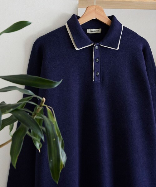 FREAK'S STORE(フリークスストア)の「限定展開 フェイクレイヤード 配色 ポロニット(ニット/セーター・メンズ・ブラウン/チャコールグレー/ブラック/ネイビー・MEDIUM/LARGE)」の1枚目の写真