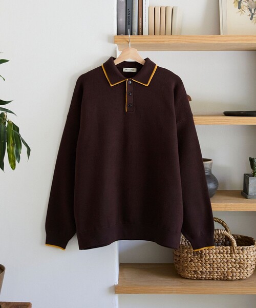 FREAK'S STORE(フリークスストア)の「限定展開 フェイクレイヤード 配色 ポロニット(ニット/セーター・メンズ・ブラウン/チャコールグレー/ブラック/ネイビー・MEDIUM/LARGE)」の11枚目の写真
