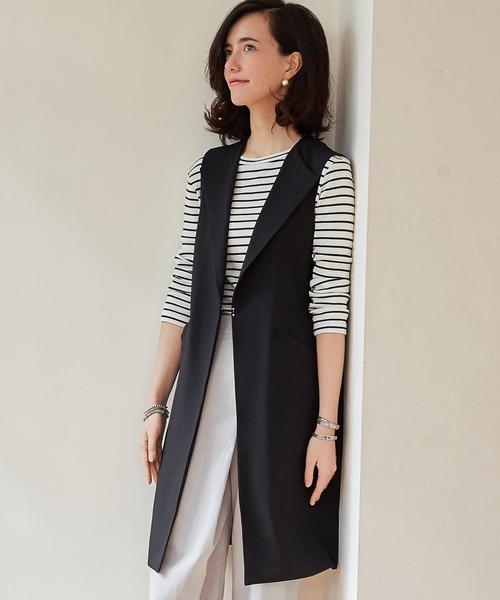 green label relaxing（グリーンレーベルリラクシング）の「KC P/PU Gilet ベスト（ベスト・レディース・オフホワイト/ブラック・FREE）」の2枚目の写真