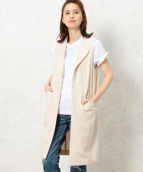 green label relaxing（グリーンレーベルリラクシング）の「KC P/PU Gilet ベスト（ベスト・レディース・オフホワイト/ブラック・FREE）」の6枚目の写真