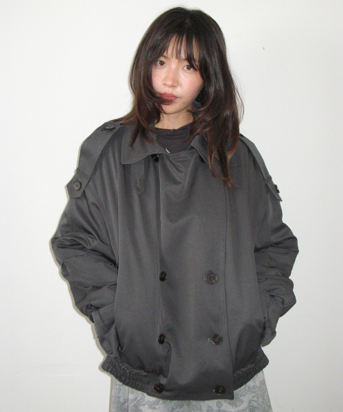 RONRON(ロンロン)の「DETACHABLE TRIMMING HEART TRENCH JUMPER CHARCOAL(その他アウター・レディース・その他・FREE)」の3枚目の写真
