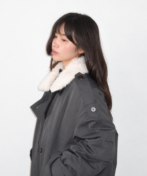 RONRON(ロンロン)の「DETACHABLE TRIMMING HEART TRENCH JUMPER CHARCOAL(その他アウター・レディース・その他・FREE)」の5枚目の写真