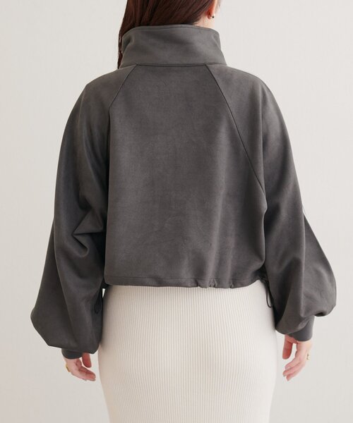 natural couture(ナチュラルクチュール)の「袖ラインスタンドショートブルゾン(ブルゾン・レディース・グレイッシュベージュ/ブラウン/チャコールグレー・FREE)」の10枚目の写真