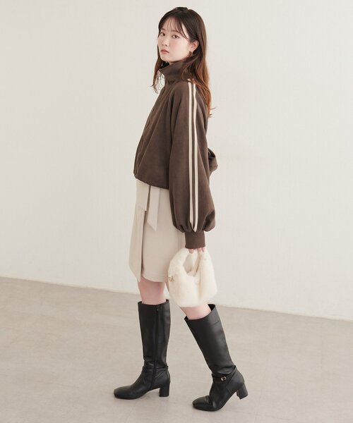 natural couture(ナチュラルクチュール)の「袖ラインスタンドショートブルゾン(ブルゾン・レディース・グレイッシュベージュ/ブラウン/チャコールグレー・FREE)」の20枚目の写真