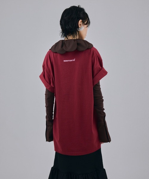 NON TOKYO(ノントーキョー)の「NON TOKYO/ノントーキョー/PRINT T-SHIRT(DOG)プリントTシャツ(犬)(Tシャツ/カットソー・レディース・バーガンディー/ブラック/ホワイト・2/1)」の6枚目の写真
