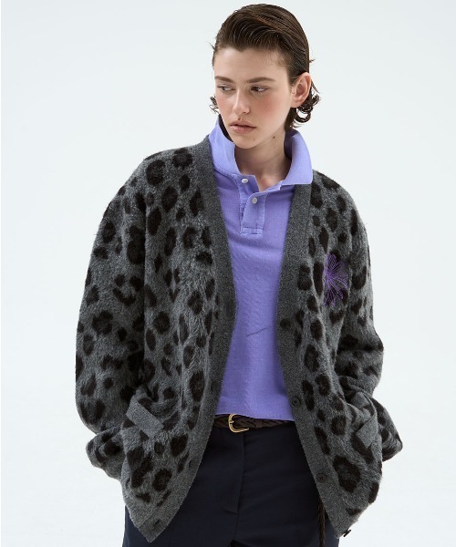 UNISEX】WOOL BLEND HAIRY CARDIGAN LEOPARD FLOWER / ユニセックス