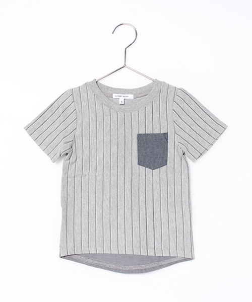 GLOBAL WORK（グローバルワーク）の「【キッズ】ストライププリントＴ半袖/713216（Tシャツ/カットソー・キッズ・オフホワイト/グレー/ネイビー・SMALL/LARGE/MEDIUM/X-LARGE）」の3枚目の写真