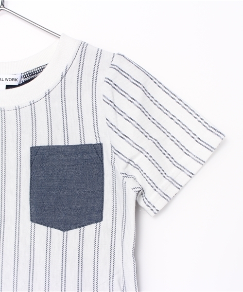GLOBAL WORK（グローバルワーク）の「【キッズ】ストライププリントＴ半袖/713216（Tシャツ/カットソー・キッズ・オフホワイト/グレー/ネイビー・SMALL/LARGE/MEDIUM/X-LARGE）」の9枚目の写真