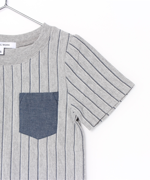 GLOBAL WORK（グローバルワーク）の「【キッズ】ストライププリントＴ半袖/713216（Tシャツ/カットソー・キッズ・オフホワイト/グレー/ネイビー・SMALL/LARGE/MEDIUM/X-LARGE）」の4枚目の写真