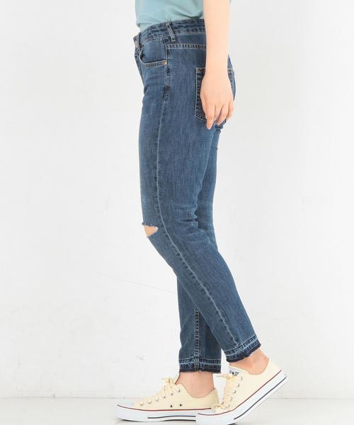 Another Edition（アナザーエディション）の「デニムニーダメージ(コバルト)/AEMBC CL DNM KNEE DAMAGE◆（デニムパンツ・レディース・コバルトブルー・SMALL/MEDIUM）」の4枚目の写真