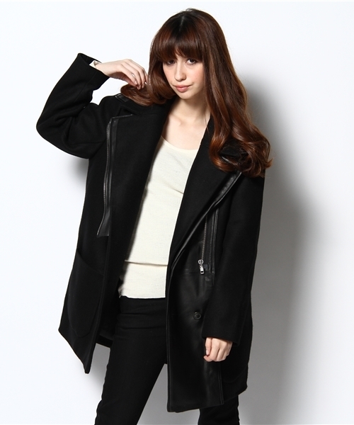 Kolor ネップツイードメルトンライダース ジャケット　ブルゾン Leather Collar Denim Blouson - SALE
