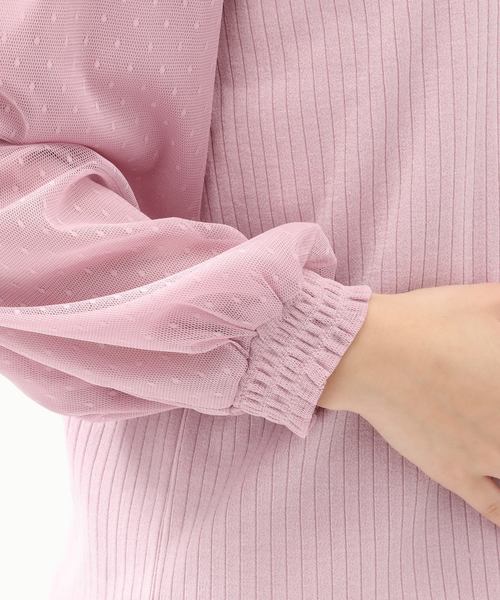 Honeys（ハニーズ）の「袖チュールプルオーバー（Tシャツ/カットソー・レディース・ブラック/アイボリー/ピンク/グレー・S/M/L）」の18枚目の写真
