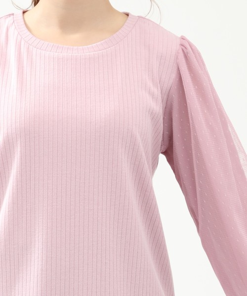 Honeys（ハニーズ）の「袖チュールプルオーバー（Tシャツ/カットソー・レディース・ブラック/アイボリー/ピンク/グレー・S/M/L）」の19枚目の写真
