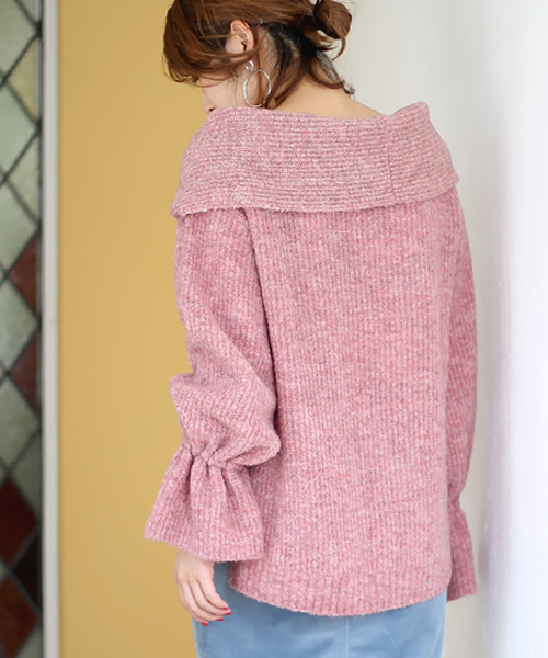 Bab Bou Jeloud（バブブージュルード）の「スヌード付き2WAYキャンディースリーブトップス（ニット/セーター・レディース・オフホワイト/ネイビー/ピンク・FREE）」の7枚目の写真