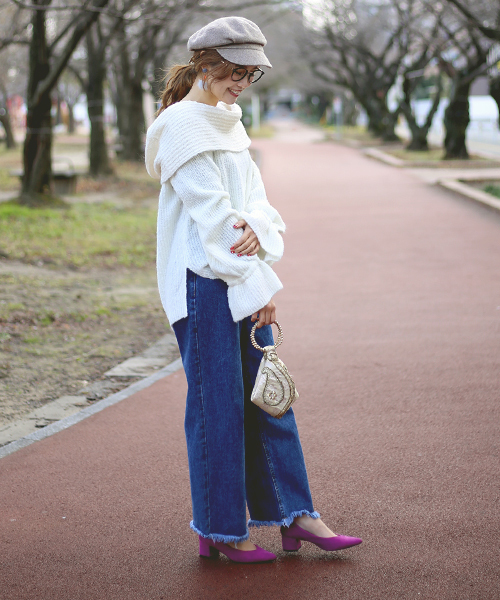 Bab Bou Jeloud（バブブージュルード）の「スヌード付き2WAYキャンディースリーブトップス（ニット/セーター・レディース・オフホワイト/ネイビー/ピンク・FREE）」の18枚目の写真