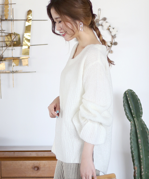 Bab Bou Jeloud（バブブージュルード）の「スヌード付き2WAYキャンディースリーブトップス（ニット/セーター・レディース・オフホワイト/ネイビー/ピンク・FREE）」の20枚目の写真