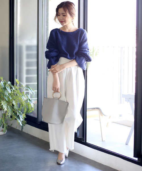 Bab Bou Jeloud（バブブージュルード）の「スヌード付き2WAYキャンディースリーブトップス（ニット/セーター・レディース・オフホワイト/ネイビー/ピンク・FREE）」の16枚目の写真