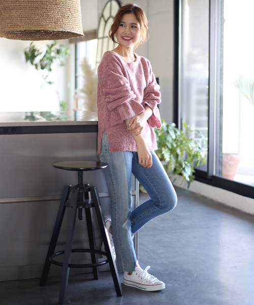 Bab Bou Jeloud（バブブージュルード）の「スヌード付き2WAYキャンディースリーブトップス（ニット/セーター・レディース・オフホワイト/ネイビー/ピンク・FREE）」の10枚目の写真